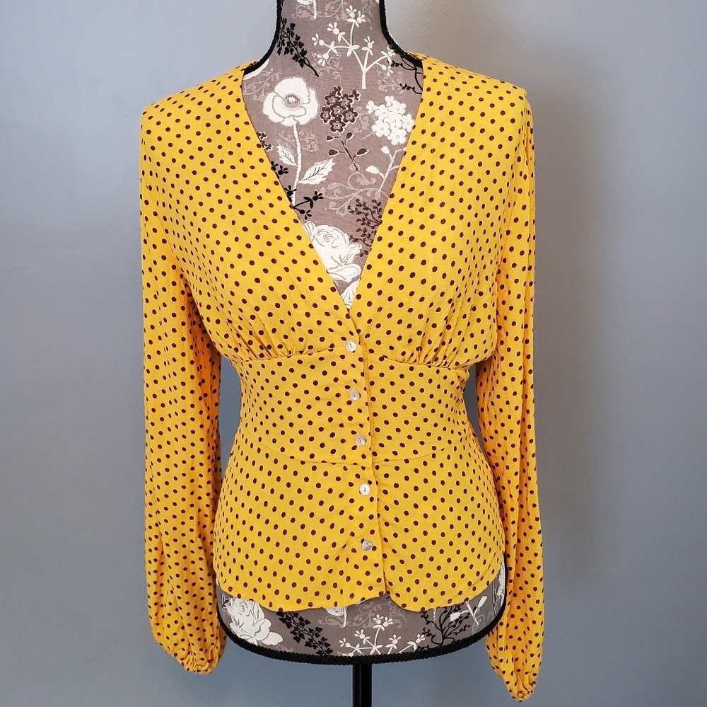 Free People polka dot blouse top